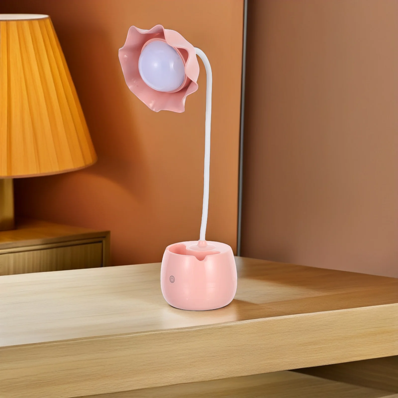 

Led Desk Lamp Touch Flower Design Pen Holder Stylish Durable Plastic Study Lamp Usb Powered Home Office School Gift