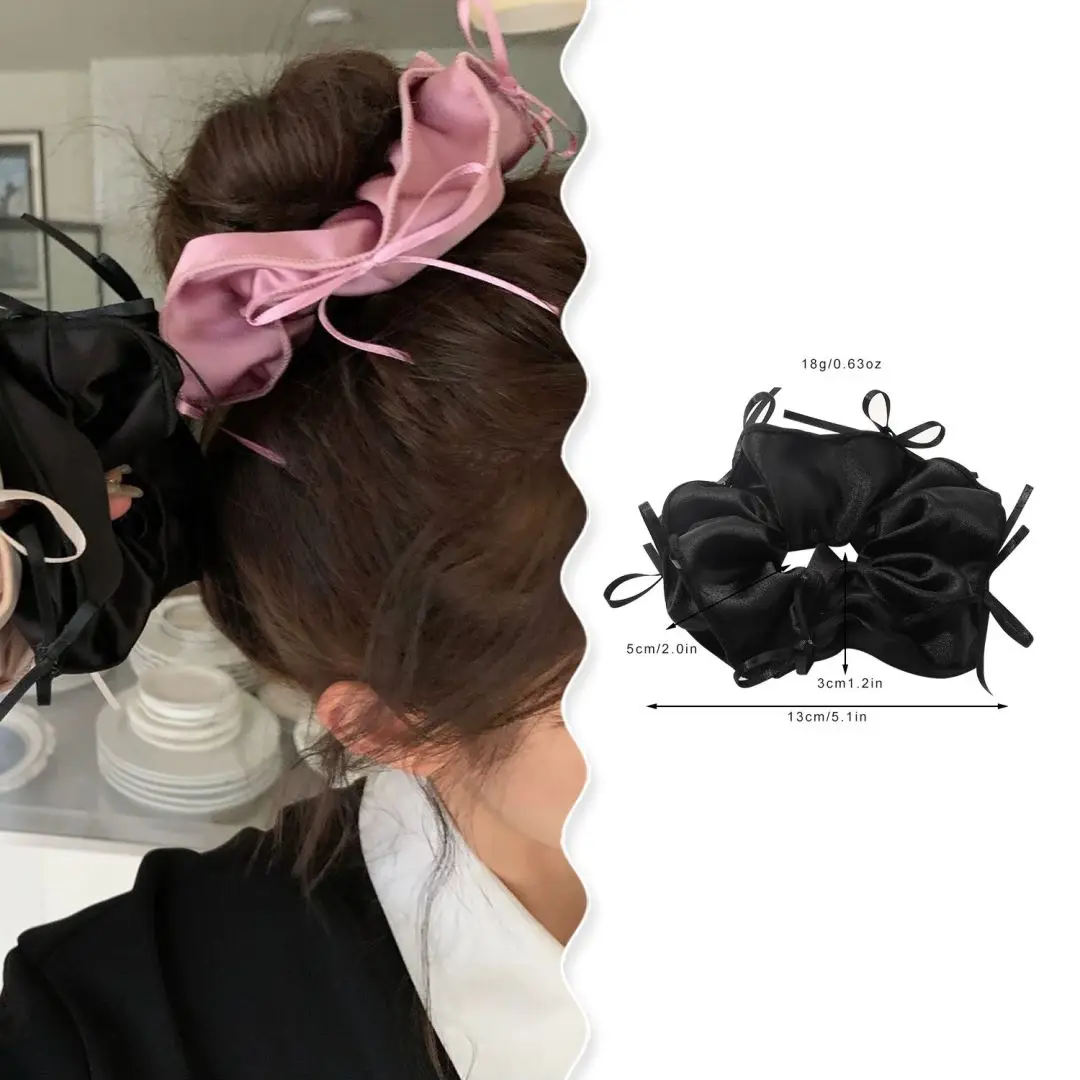 French Ballet Style Ribbon Bowknot Large Hair Ring Women Silk Hair Scrunchies Sweet Elegant Hair Rope Ties Gum Ponytail Holder
