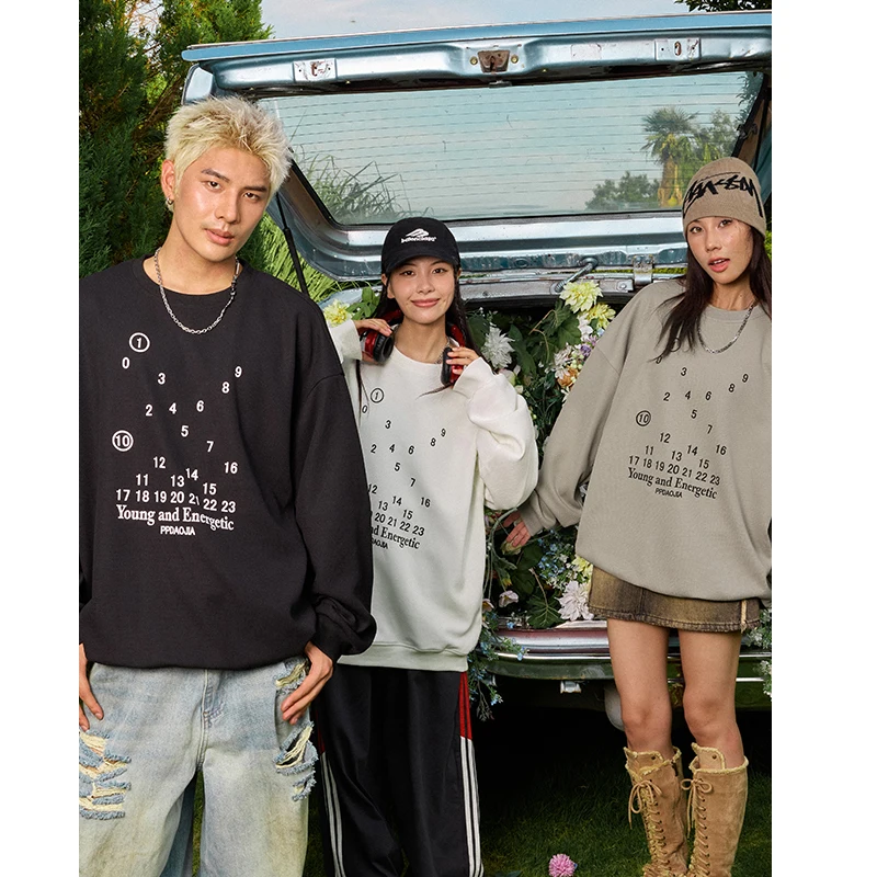 

Una Reta Vintage Couple Sweatshirt Streetwear Autumn New Y2K Digital Printing Long Sleeve Pullover Harajuku Tops Women