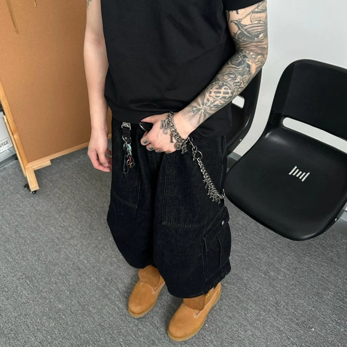 

Ретро-джинсы американского стиля, широкие, удлиненные (7/8), мужские, модные, свободного кроя, в стиле рабочей одежды, молодежные, прямого силуэта