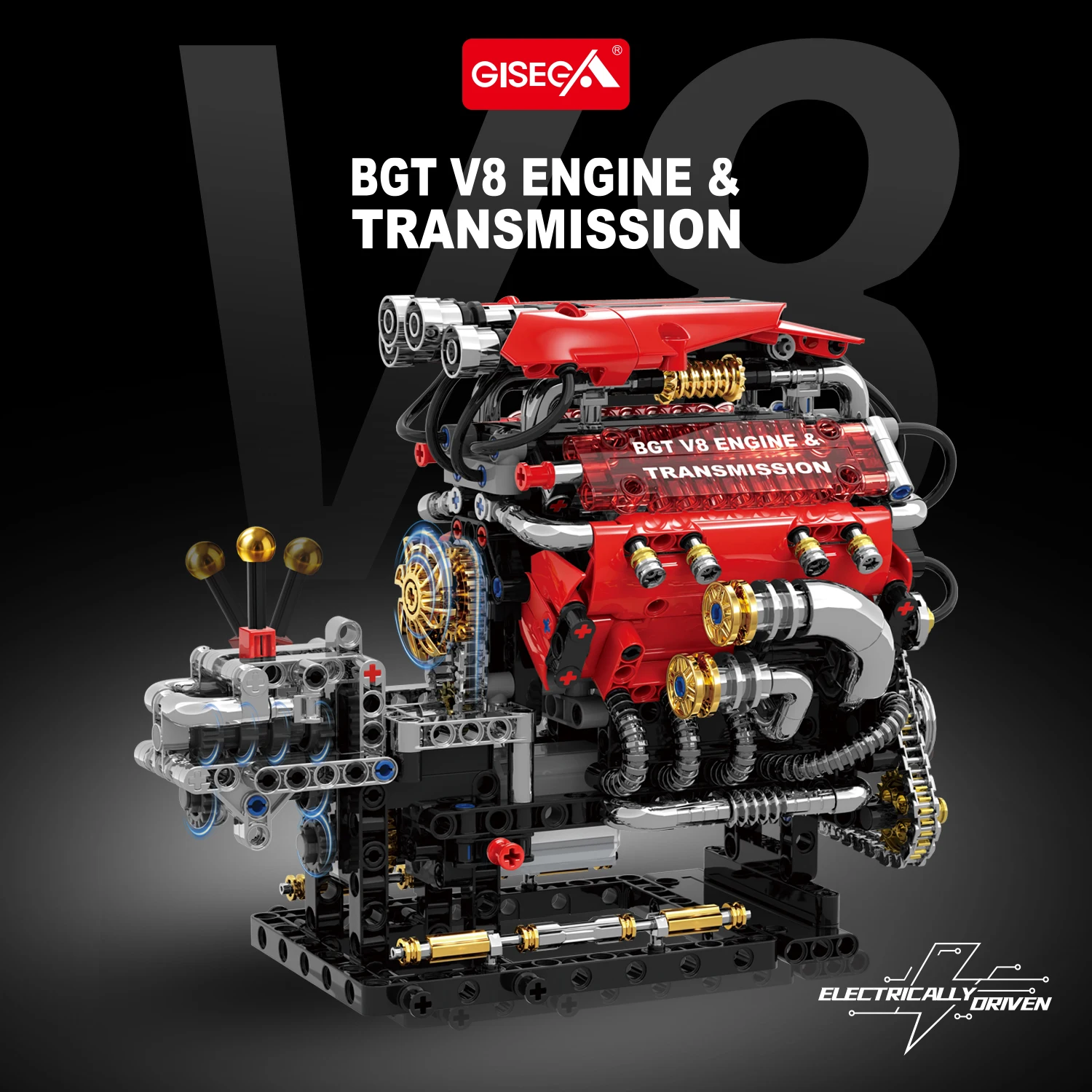 812+pcs BGTV8 Engine&Transmission Building Blocks Two Gear Speed Adjustable  Model Holiday Gifts for Adult Technical Toys