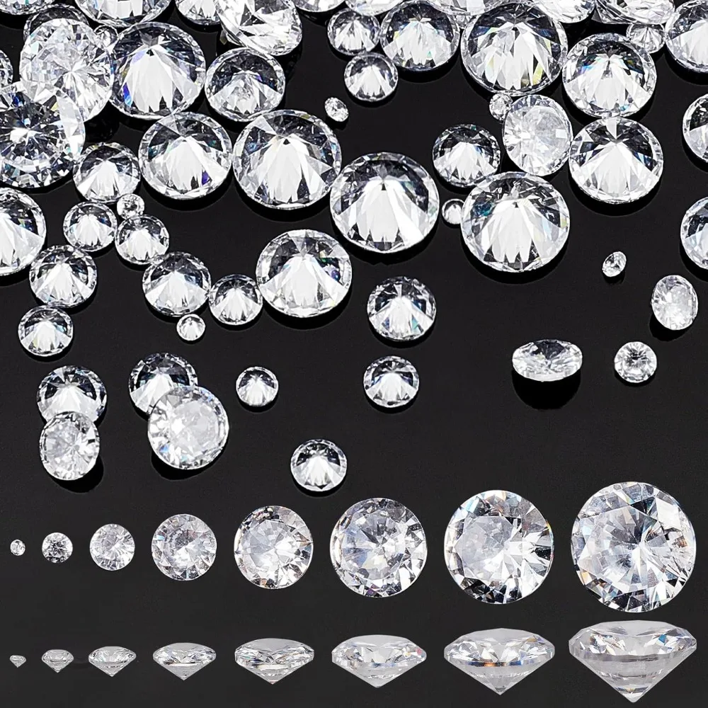 

Clear Cubic Zirconia 160Pcs 8 Sizes CZ Stones Faceted Pointed Back Cabochons Diamond Small Loose Stone Beads for Nail Art
