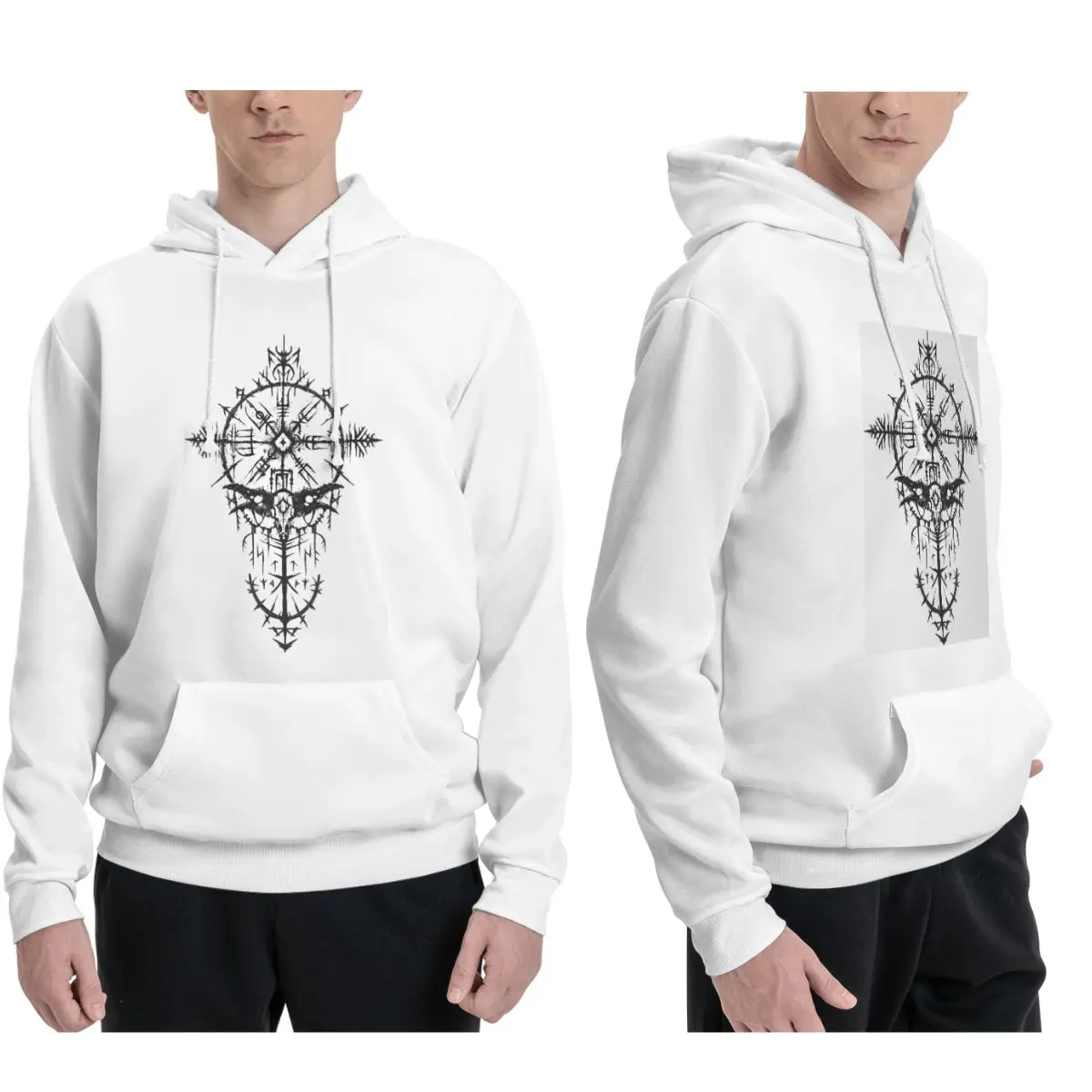 Viking Compass With Skull Hoodies Men Women Casual Pullover Sweatshirts Hip Hop Long Sleeve Hooded Autumn Winter