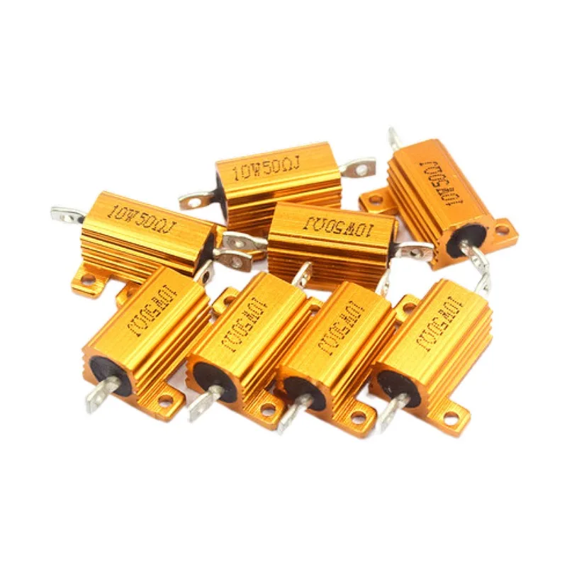 5PCS 10W-RX24 Aluminum Power Metal Shell Case Wirewound Resistor 0.1  0.5 1 2 3 5 6 8 10 20 100 150 200 300 500 1K 10K ~ 30Kohm