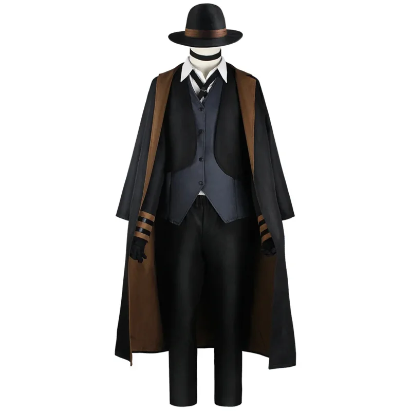 Anime Bungo Stray Dogs Cosplay Nakahara Chuuya Costumi Giacca Set completo con cappello Guanti Uomo Halloween Party Vestiti Vestito Parrucca