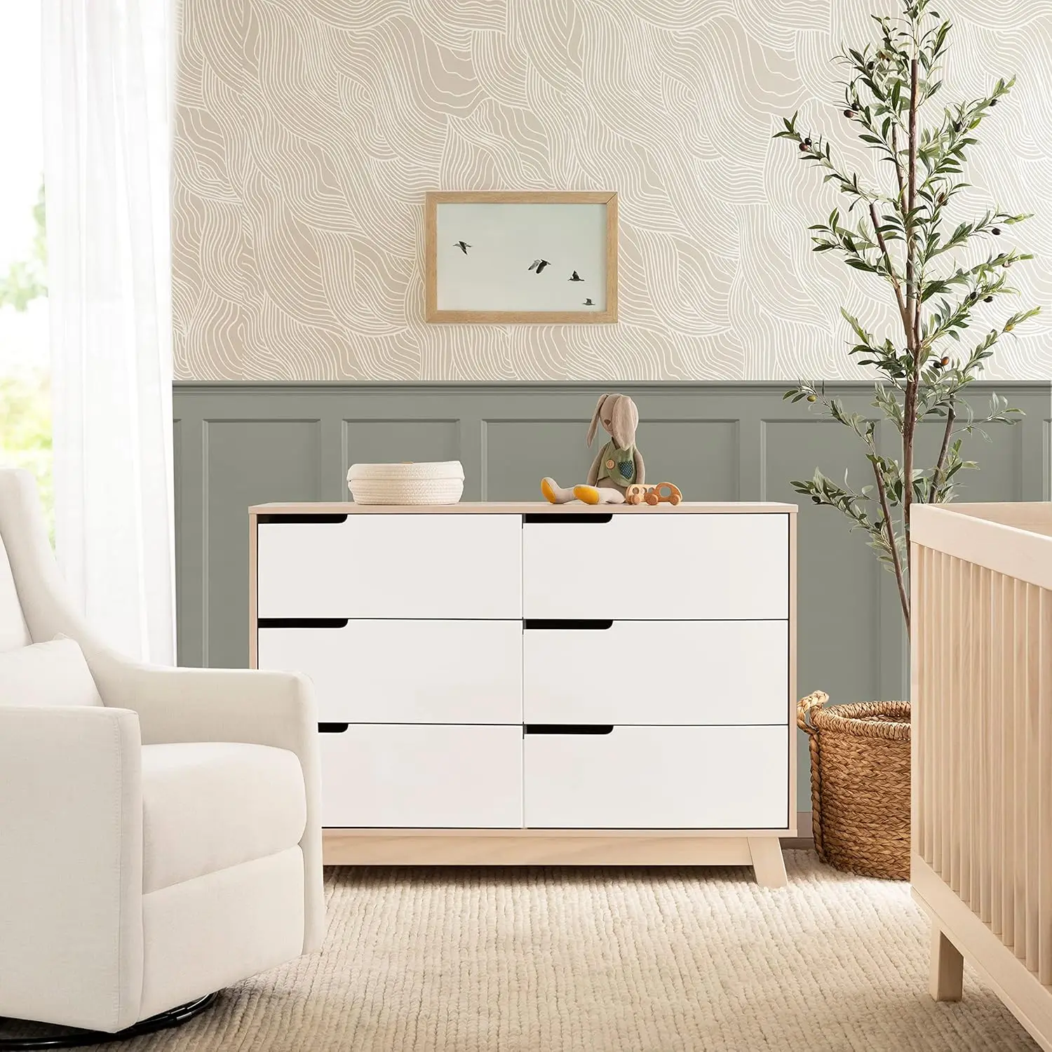 Double Dresser in Washed Natural and White, Greenguard Gold Certified