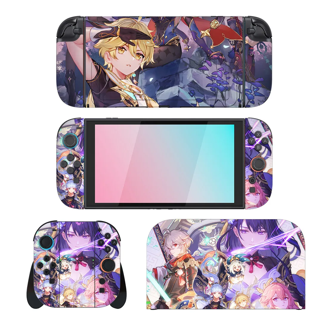 Genshin Impact Kulit Stiker Pelindung Game untuk Nintendo Switch 2 Konsol Dock Charger Stand Holder Joy-con Controller Vinyl