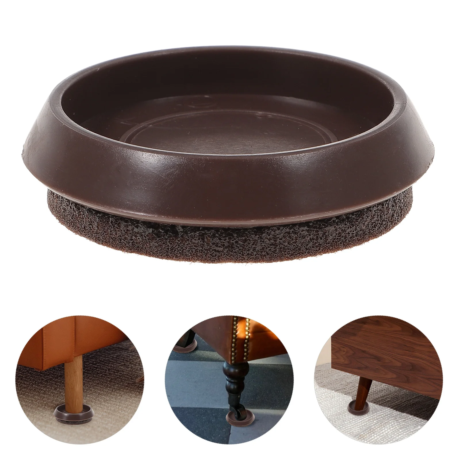 10 Pcs Casters Fixed Cup Furniture Coasters Protectors Felt Pads Chair Leg Floor Light Brown Stoppers Office