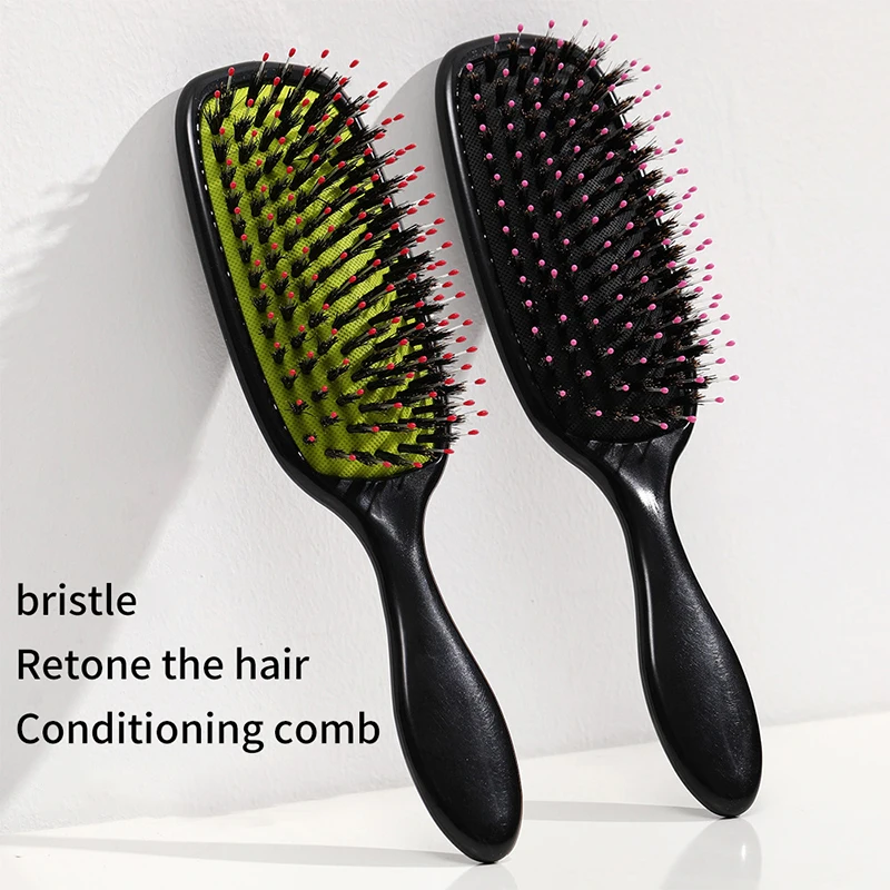 Hair Brush Boar Bristle Massage Comb Anti-static Hair Scalp Styling Detangling Hollow Out Nylon Teeth Comb Air Bag Comb