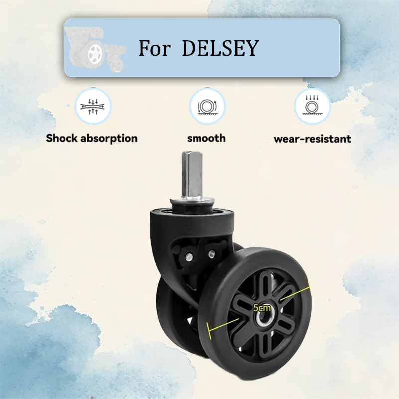 

For DELSEY Heavy Duty Luggage Wheels 300LBS Load 360° Swivel TPU Mute Shockproof Suitcase Repair Parts