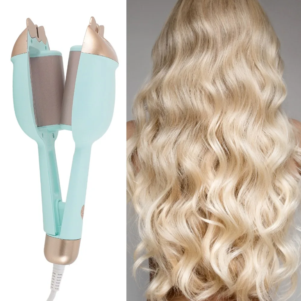 32mm Barrel Hair Waver Iron Fast Heating Long-Lasting Hold Double Barrel Waver Portable Easy to Use Wave Curling Iron For Women