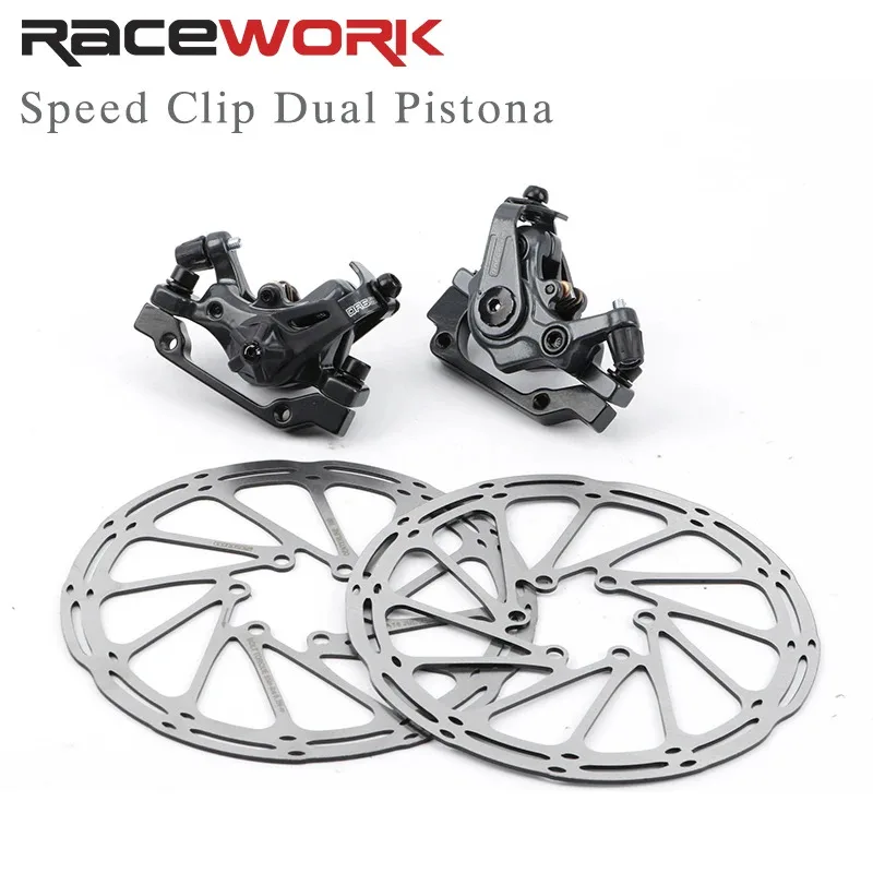 

RACEWORK Mechanical Dual Piston MTB Disc Brake Caliper – 160mm Rotor, Front/Rear Bicycle Braking System
