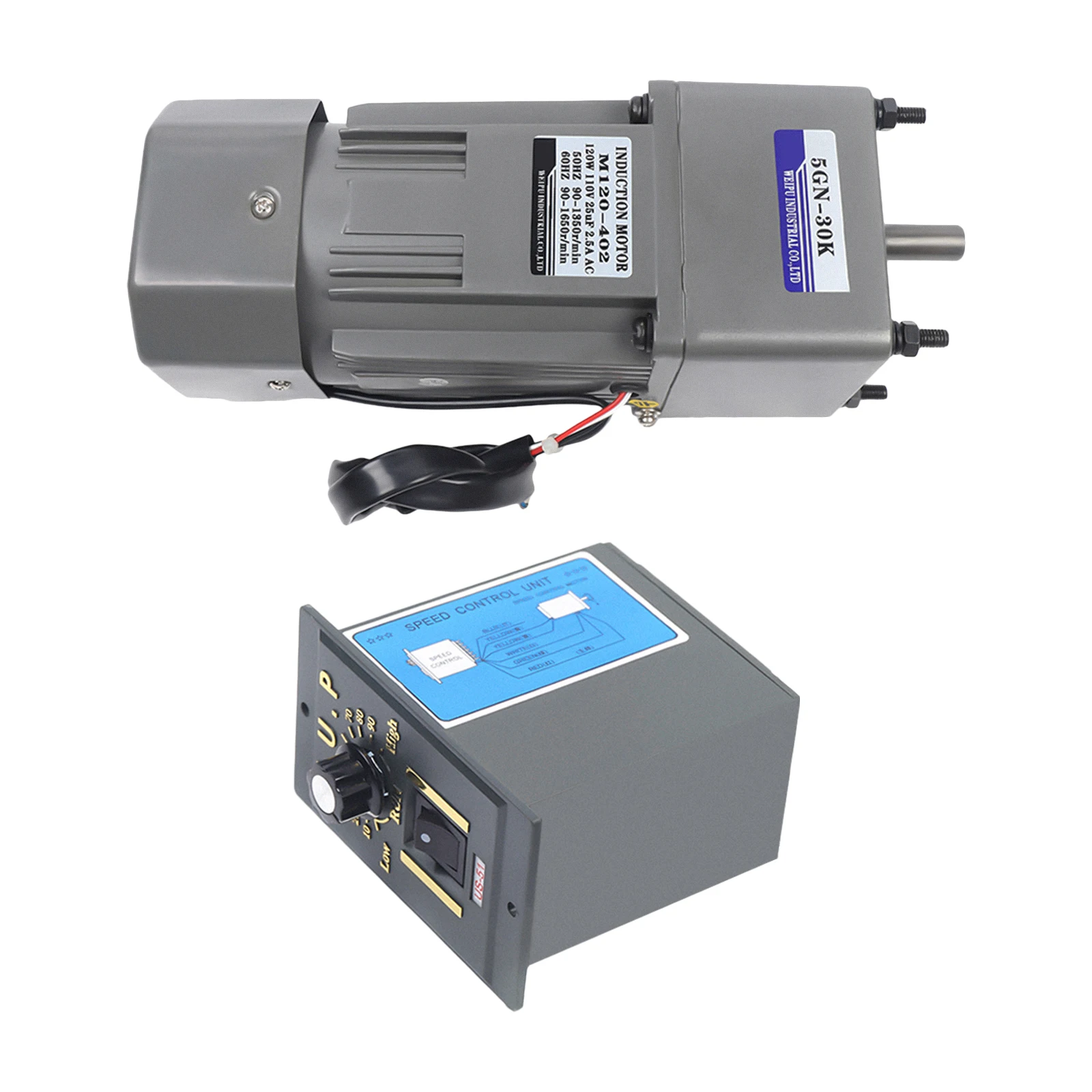 110V 120W AC gear motor electric+variable speed reduction controller 1:30 45RPM  for The Automation Industry, Machinery Industry