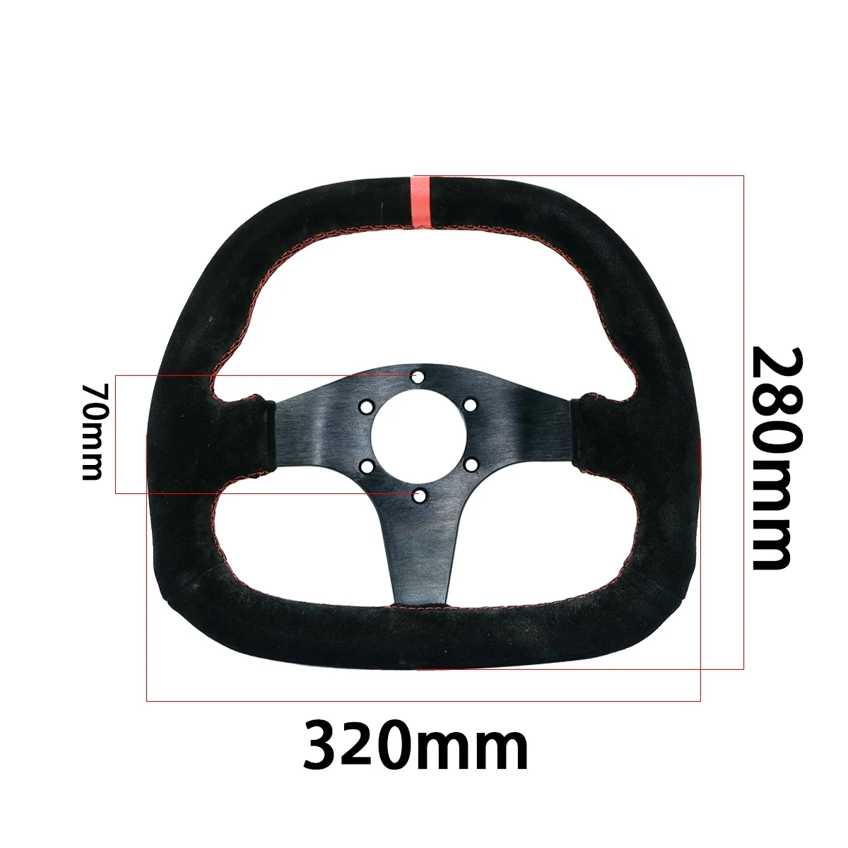 13 Inch 320MM Racing Steering Wheel Teardrop Shape Velvet Leather Black Frame Flat Surface for Car Modification