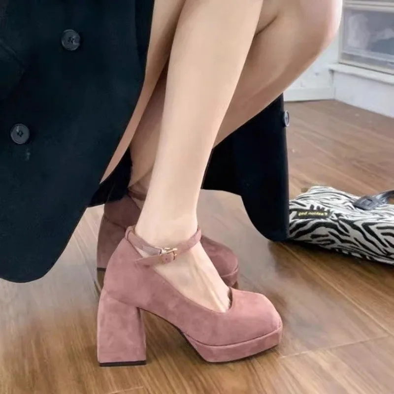 

New Pink Women's Heels Buckle Mary Jane Shoes Women's Party High Heels