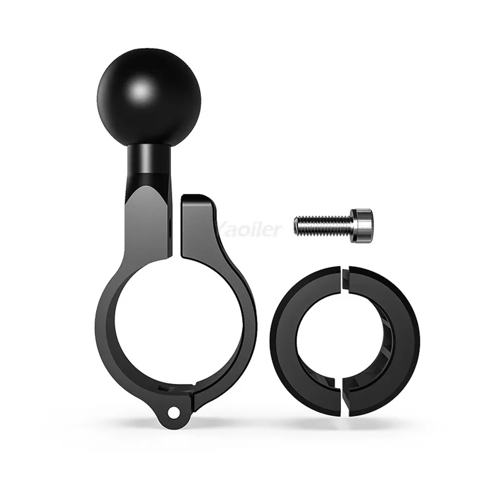 Aluminum Alloy Motorcycle Handlebar Phone Holder with 1'' TPU Ball 25mm/17mm Ball Head Extension Base is Stable and Non-slip