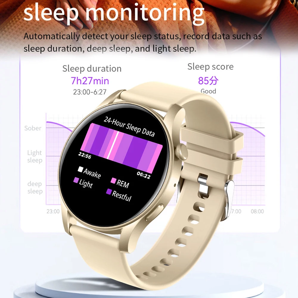 ساعة ذكية رياضية مقاومة للماء للرجال والنساء ، شاشة أموليد ، معدل ضربات القلب ، مساعد صوت ، مكالمة ، سن أزرق ،