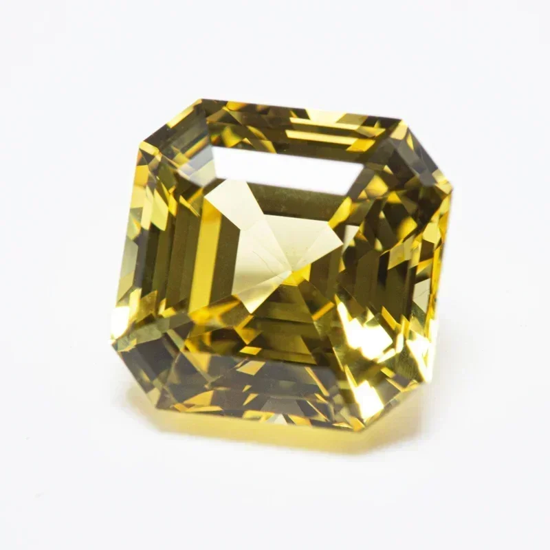 Top Lab Grown Sapphire Yellow Color Square Asscher Cut VVS1 Charms DIY for Jewelry Making Materials Selectable AGL Certificate