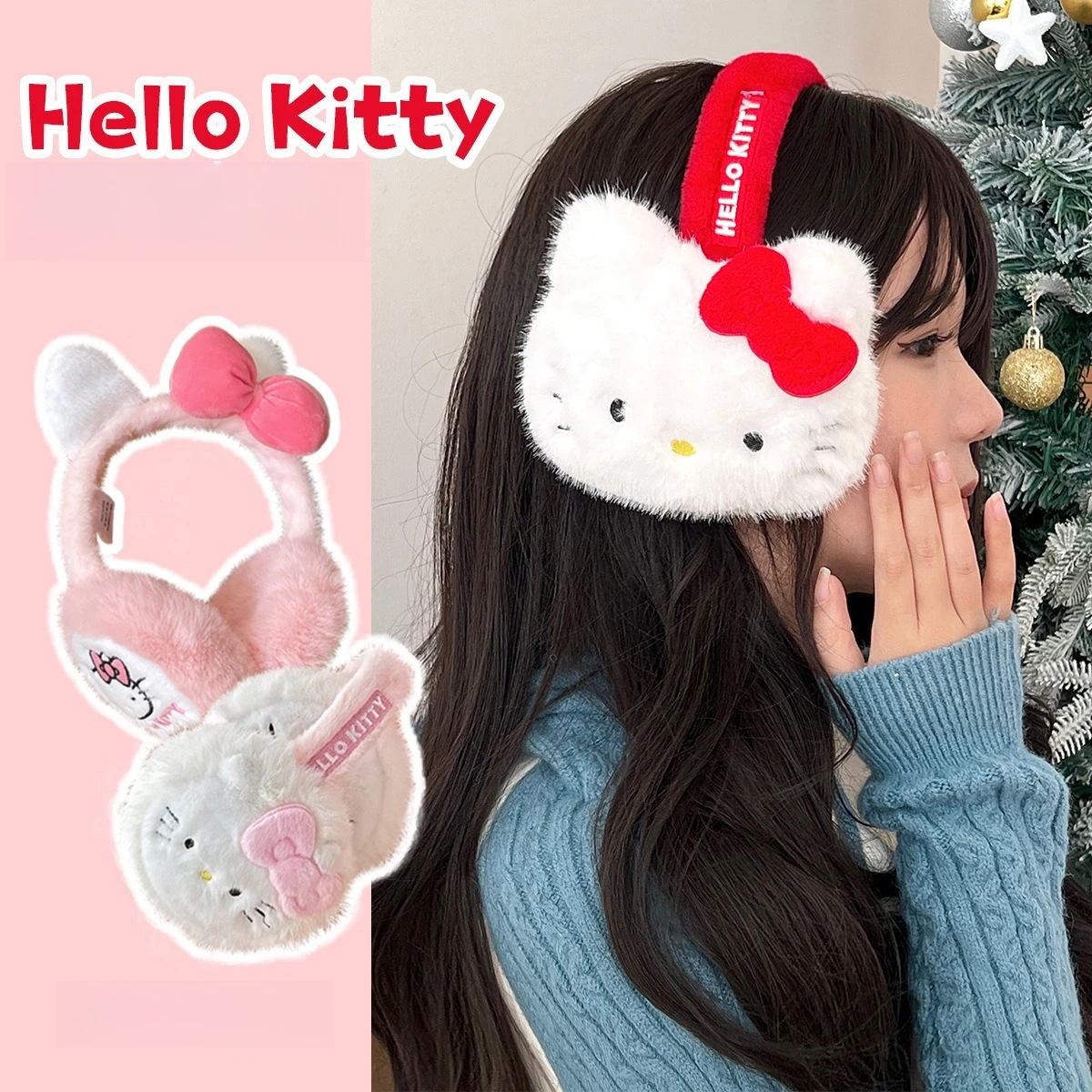Miniso Sanrio genuine authorized cute plush Katie cat warm ear cups for autumn and winter students riding anti-freeze ear covers