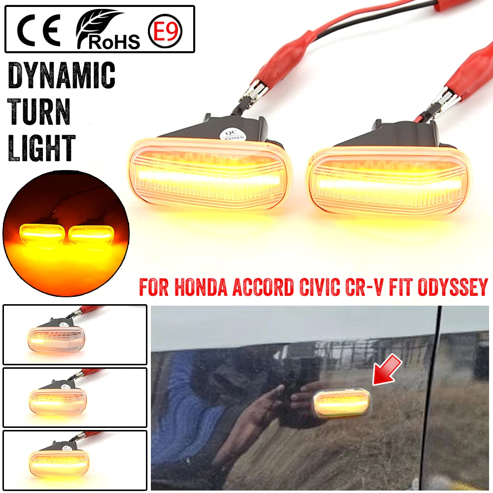 LED Dynamic Turn Signal Light Side Mirror Blinker Arrow Sequential Repeater For Honda S2000 Stream CR-V HR-V Civic City Fit Jazz