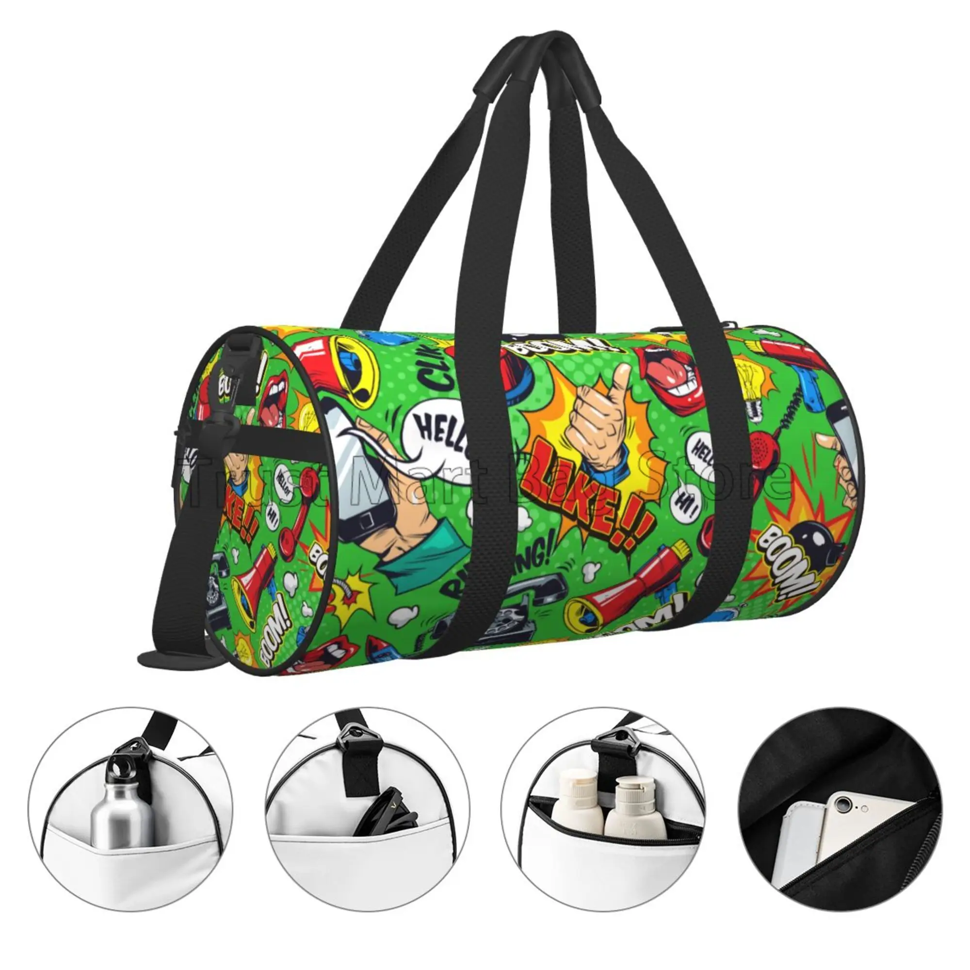 Bolsa de viaje con estampado de grafiti, bolso de mano duradero, multiusos, impermeable, para deportes, gimnasio, Yoga