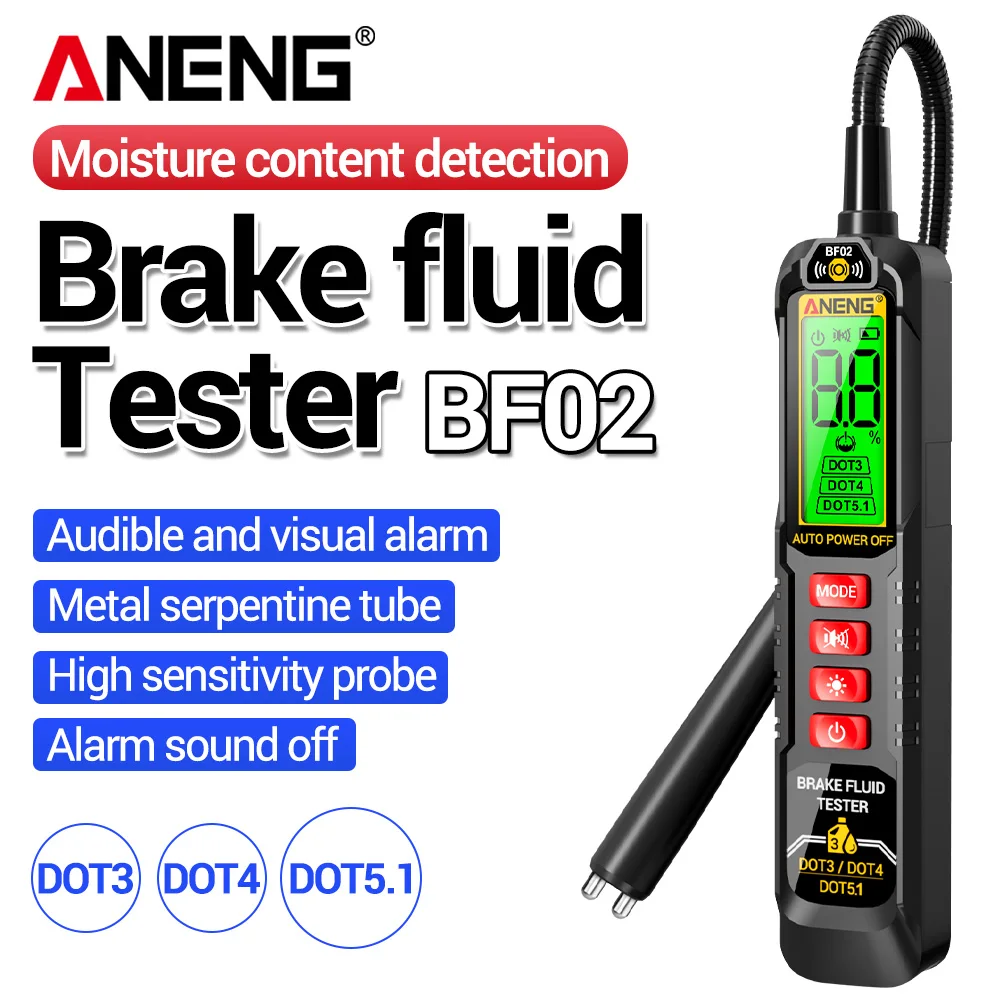 ANENG Digital Brake Fluid Tester Rechargeable Universal Audible And Visual Alarm Automotive Oil Quality Brake Liquid Tools BF02