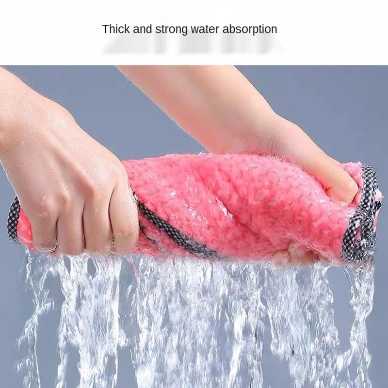 Kitchen towel Rag microfiber kitchen rag dish cloth non-stick oil thickened table cleaning cloth absorbent scouring pad home