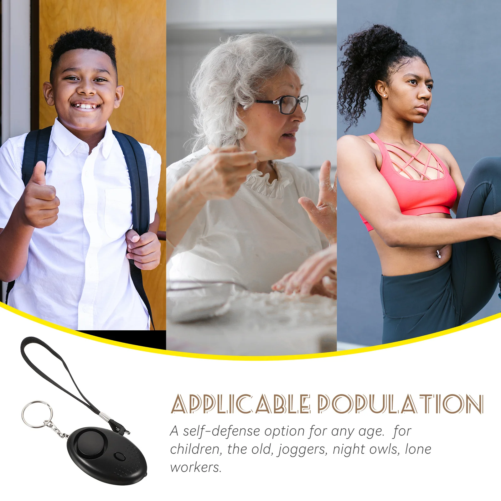 2 قطعة 130Db إنذار شخصي جهاز الأمن في حالات الطوارئ مصباح ليد المفاتيح للنساء المسنين العامل الليلي