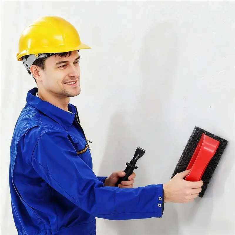 أدوات البناء 20 حبيبة فرك الطوب (عبوة من قطعتين) مع مقابض لتنعيم الخرسانة باللون الأحمر والأزرق #1