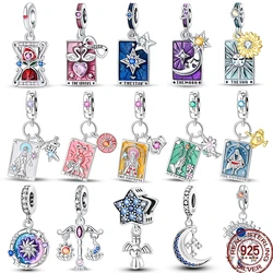 New 925 Sterling Silver Tarot Star Moon Sun Cross Bible Holy Blessing Amulet Beads Fit 3MM 925 Original Bracelet DIY Gift