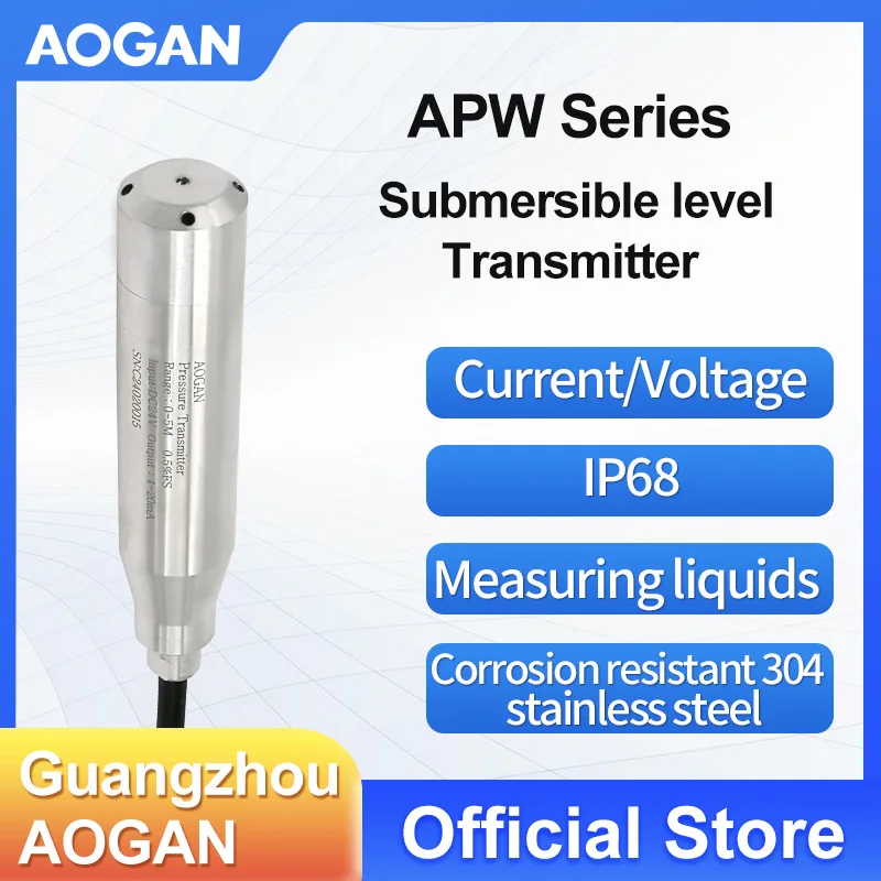 Aogo pemancar level cairan tipe Input, pengukur level cairan tekanan statis, probe sensor level air seri APW