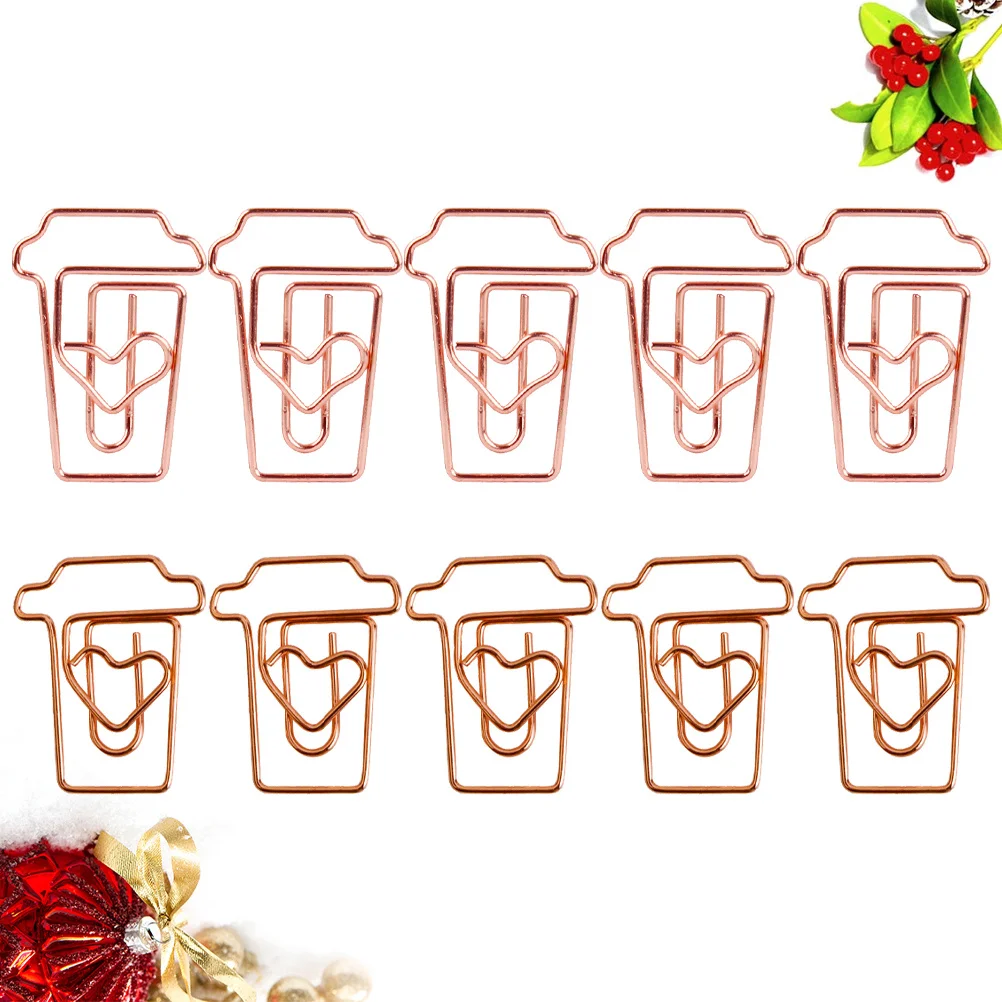 24pcs Coffee Cup Paper Clips Alloy Material Creative Note Clip For Office School Supplies Bookmark Metal Paper Clips