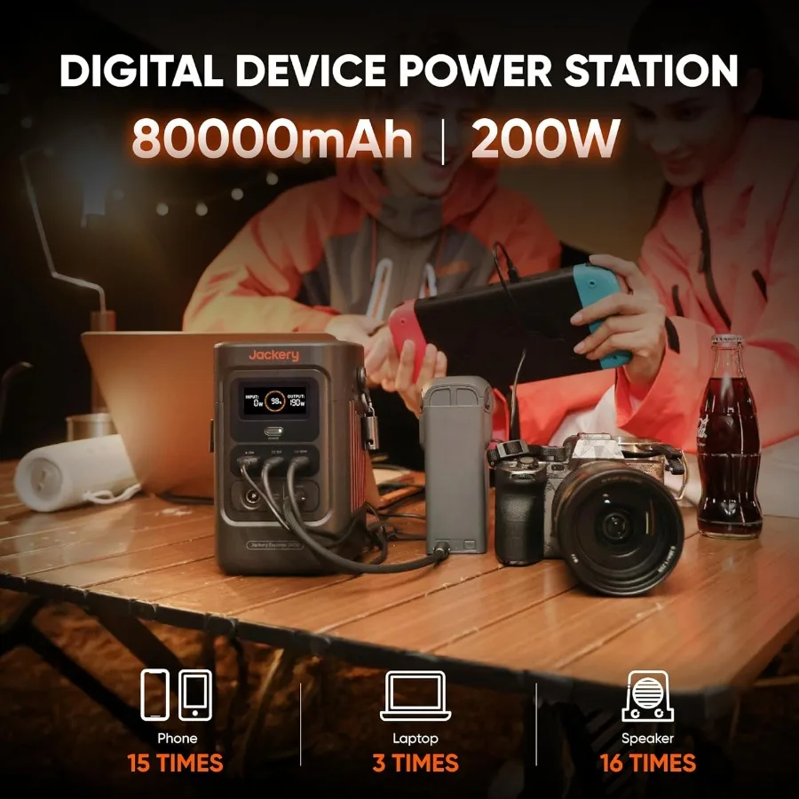 Jackery Explorer 240D Power Bank 256Wh LiFePO4 محطة طاقة محمولة مع مخرج تيار مستمر 200 وات تتضمن كابل شحن 1-Hou #2