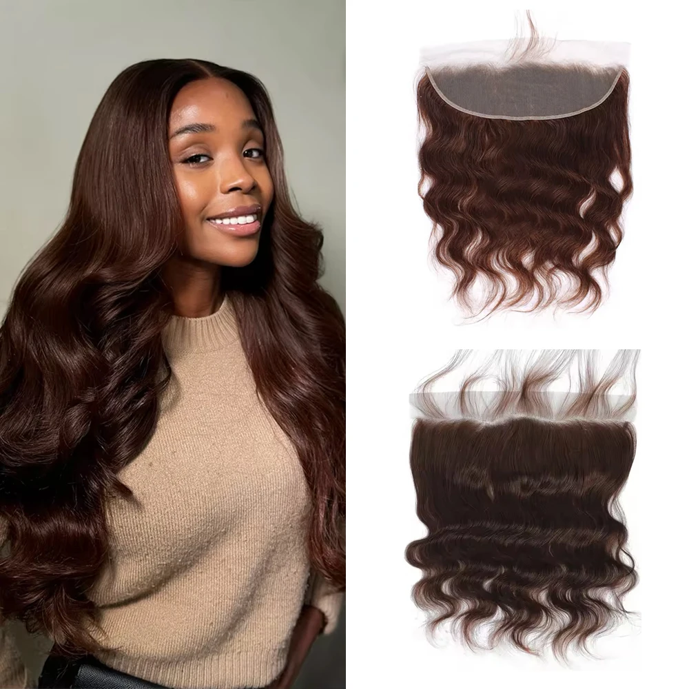 

4 # Шоколадно-коричневый парик из натуральных волос с объемной волной и прозрачной кружевной застежкой 13x4, кружевная фронтальная часть, предварительно выщипанные и детские волосы