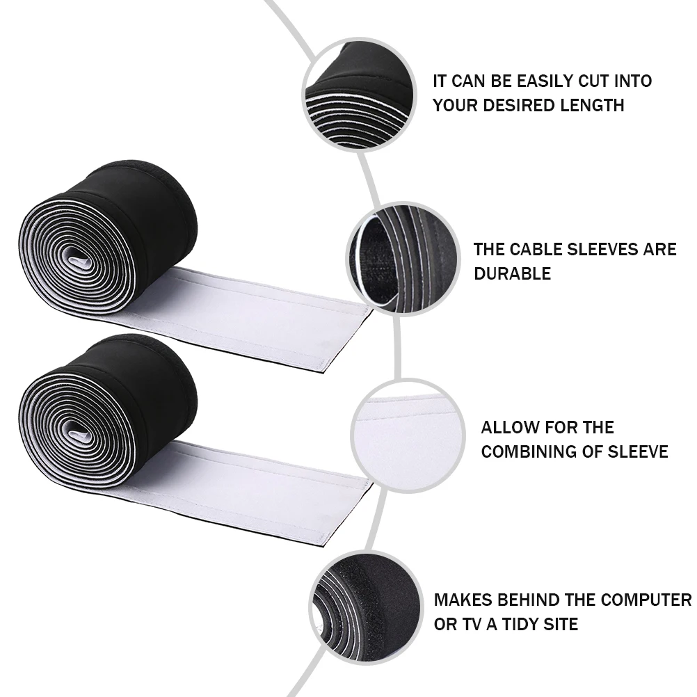 

2pcs Sleeve Organizer Organizer Cable Protector 100x13x0.35cm Durable Cable Management Sleeve Adjustable