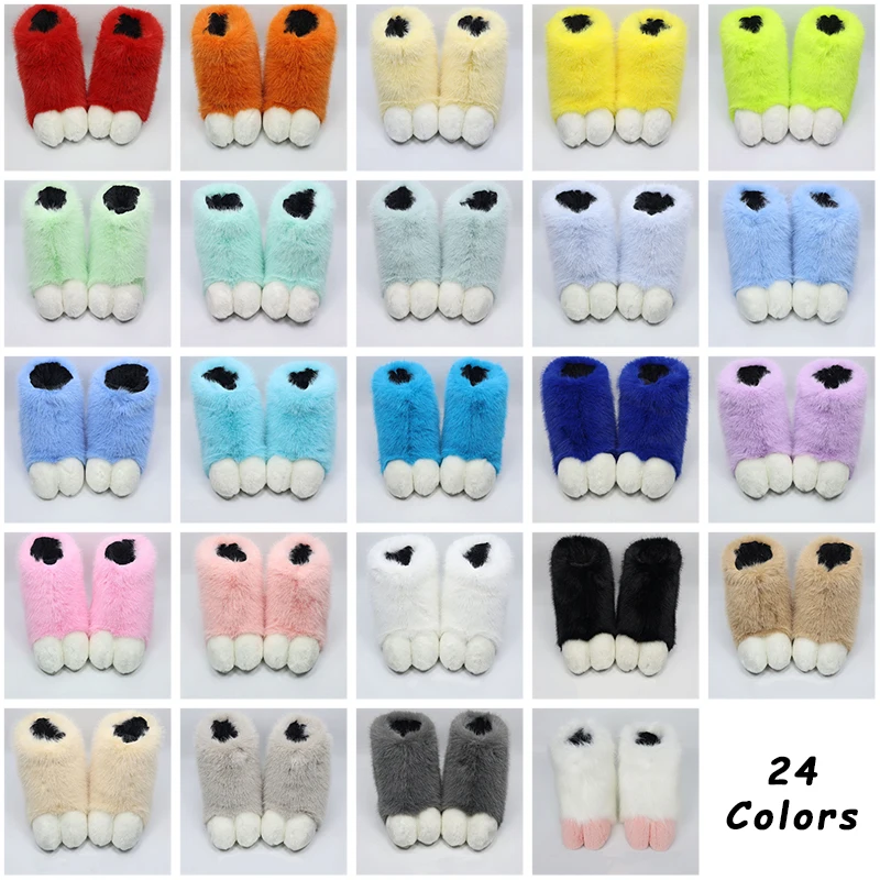 Furry Cat Paw Shoes Fluffy Boots Girl Shoes Beast Paw Cute Plush Fursuit Animal Foot Socks Anime Party Cosplay Accessories view 6