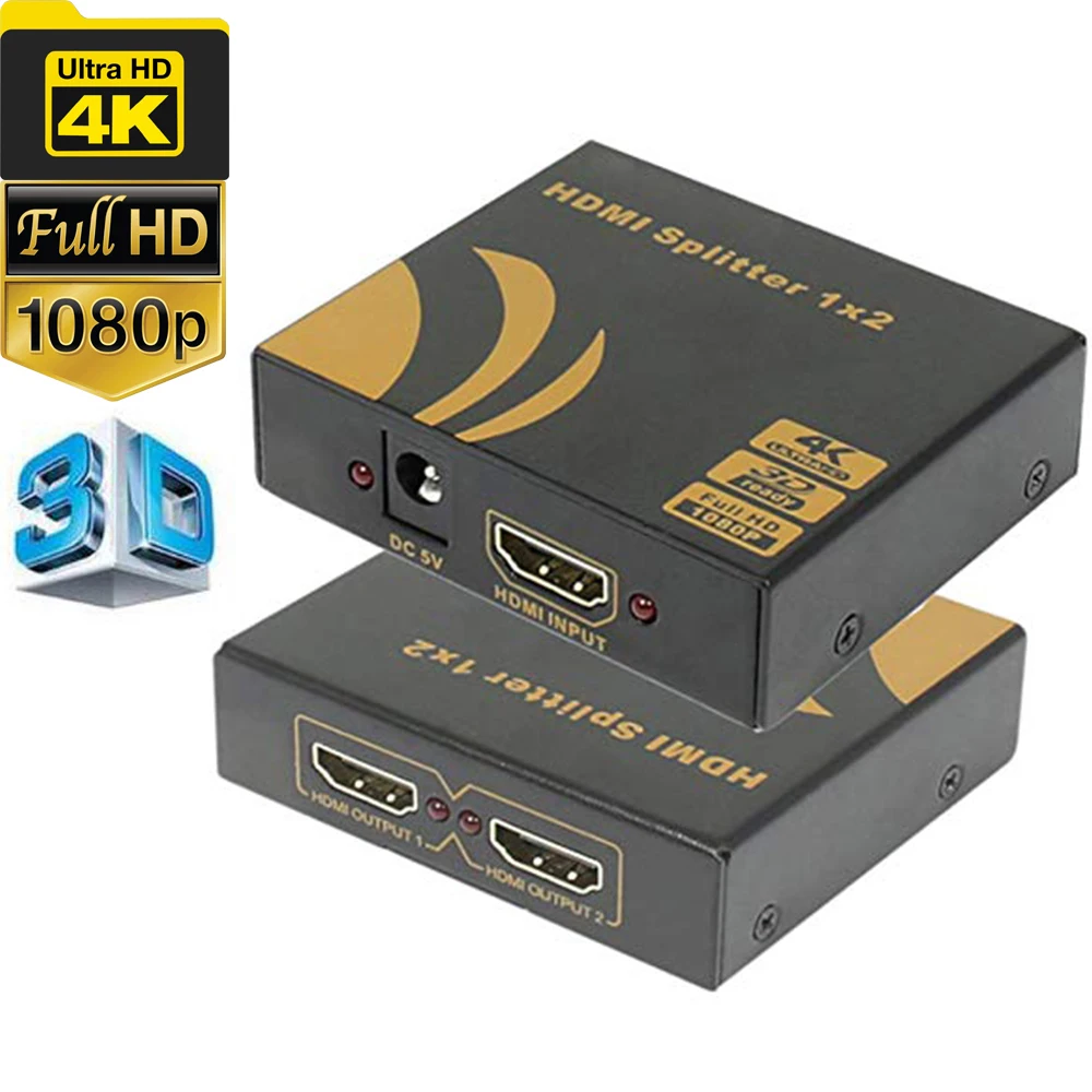 HDMI Splitter 4K HDMI 1 in 2 out Splitter HDMI for PS4 Apple TV PC laptop HDTV HDMI Splitter dual monitors