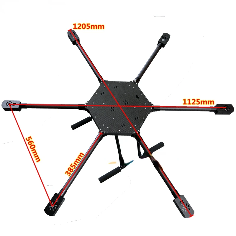 For Six-Axis Unmanned Rack 1125mm Wheelbase Carbon Fiber Downward Umbrella Folding Aircraft Load Search and Rescue