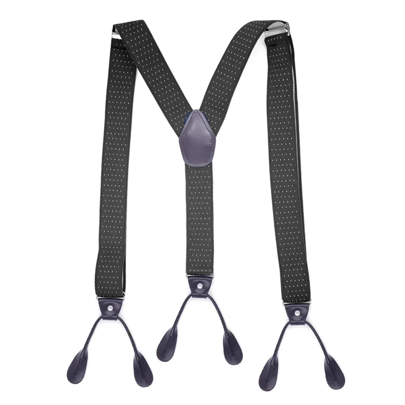 패션 남자의 단추 멜빵 PU 가죽 교정기 조정 가능한 탄성 Bretelles Y-Back ligas Tirantes 새로운 크기 3.5*120cm