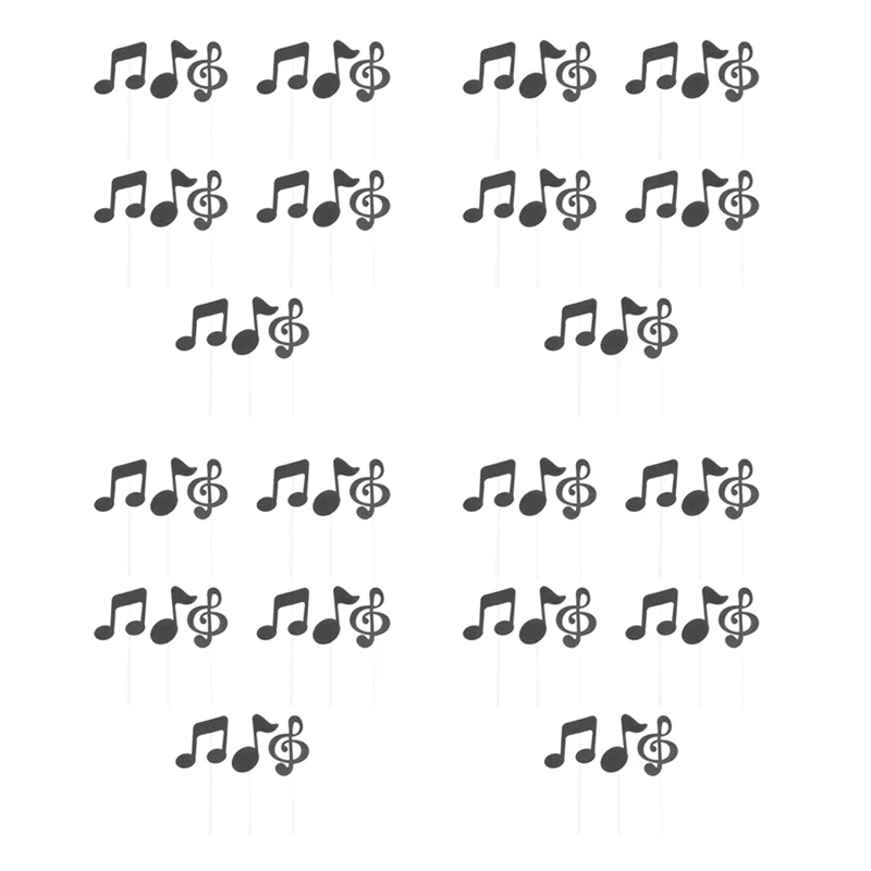 ABDJ-120 peças notas musicais temáticas cupcake topper papel bolo inserções cartão decoração de bolo de casamento