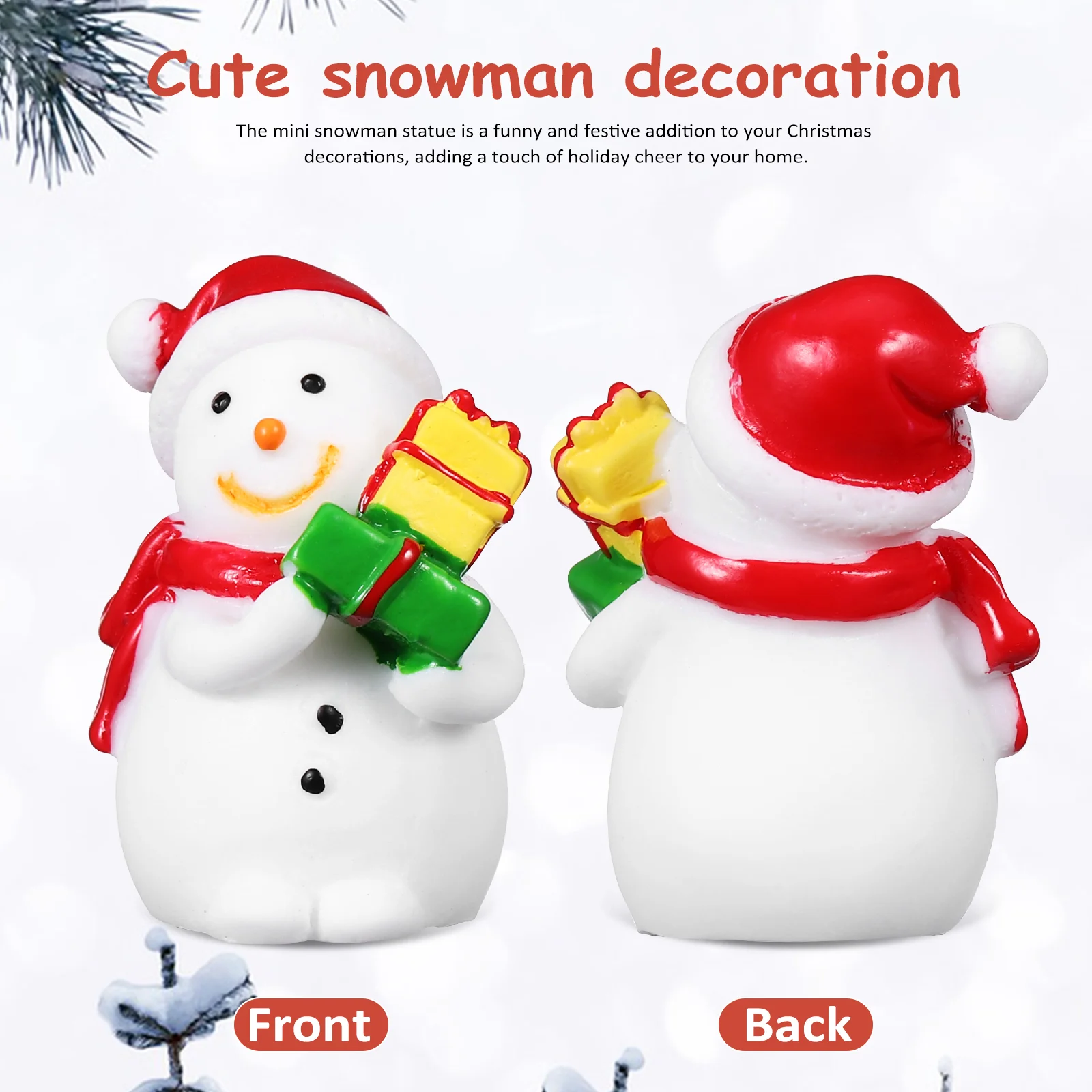 20 Stuks Versieren Kerst Sneeuwpop Kerstballen Globes Miniatuur Beeldjes Sneeuwmannen Grappige Synthetische Hars Ornament Decoraties