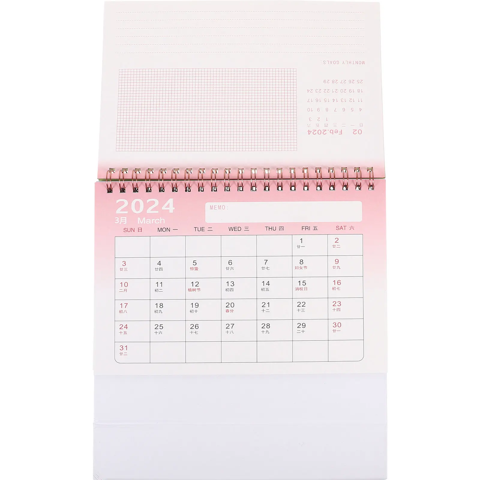 

Tabletop Easel Office Desk Decoration Standing Calendar Mini Calendars Decorative up Pink Home
