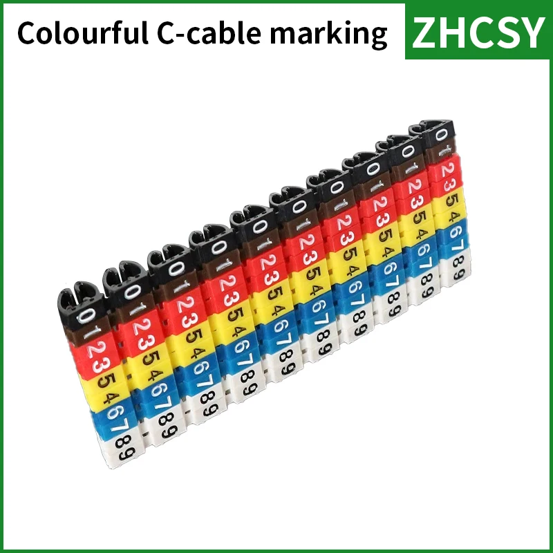 Freeshipping Practical Cable Markers Colourful C-Type  Tag Label For M0 M1 M2 M3  1.5/2.5/4/ 6mm² Wire Numbers 0-9