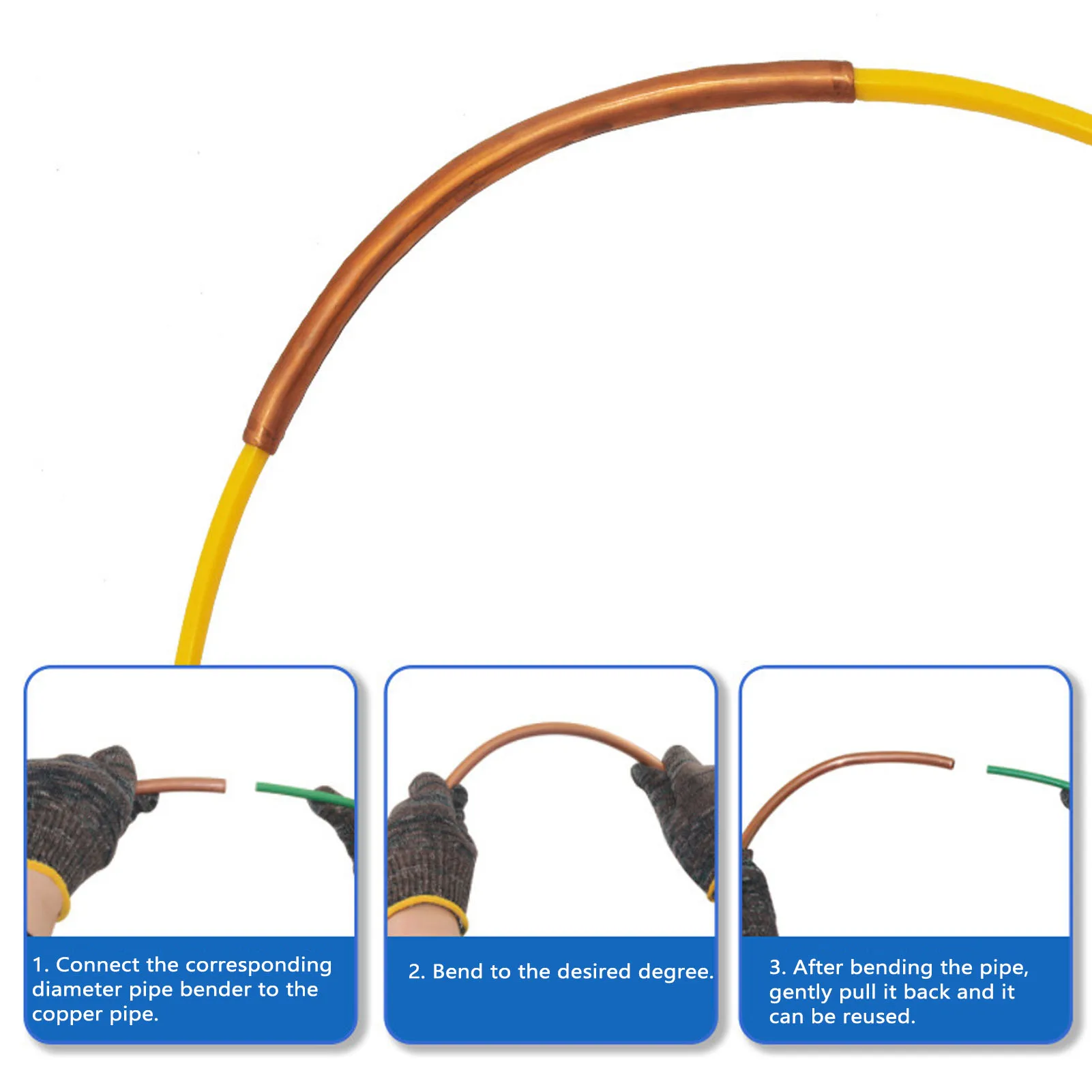 Copper Pipe Bender Set AC Copper Pipe Bender 1/4in 3/8in 1/2in 5/8in 13ft Long PE Plastic Built in Tube Bending Tool
