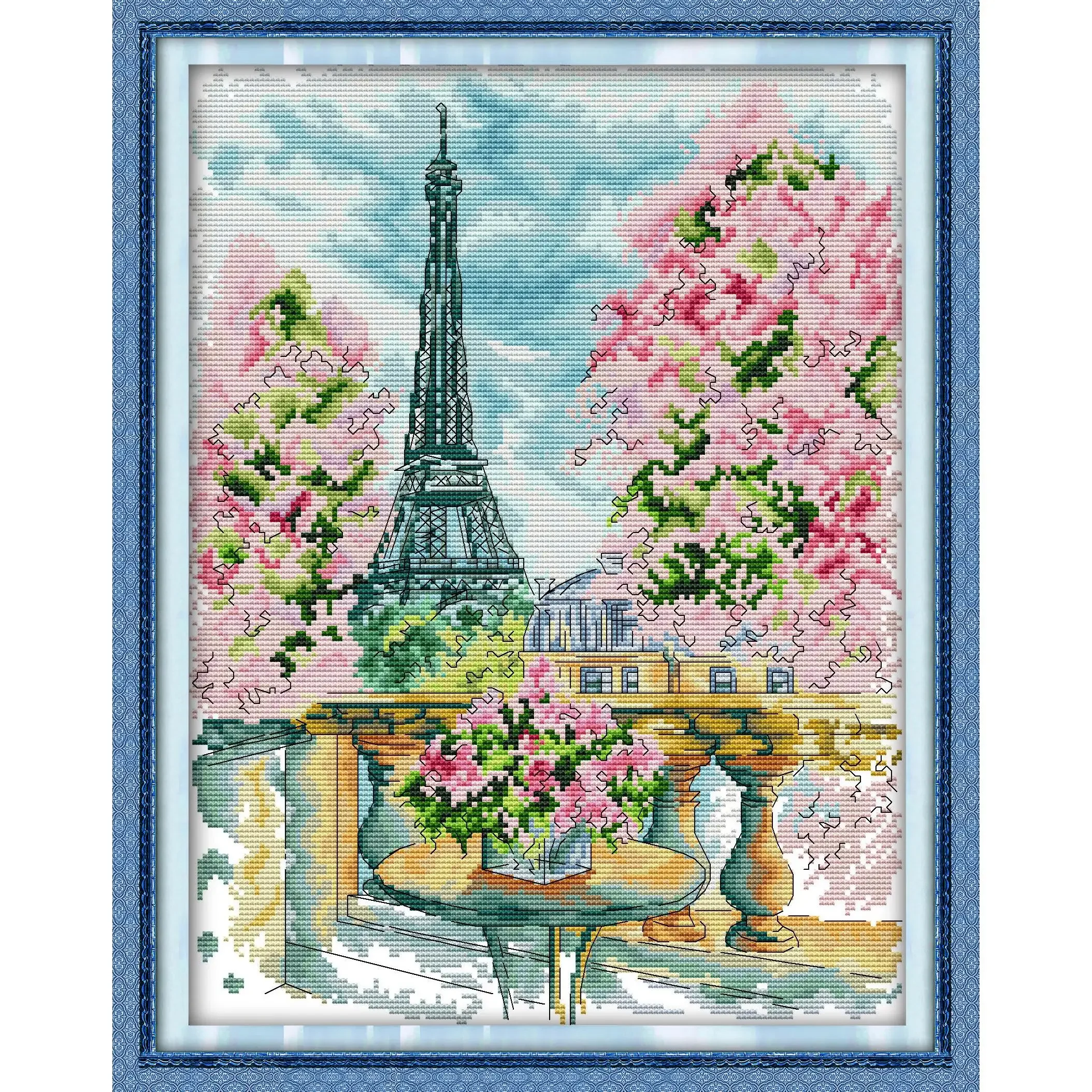 

Joy Sunday Pre-printed Cross Stitch Kit Easy Pattern Aida Stamped Fabric Embroidery Set-Paris By Katerina Besperstova