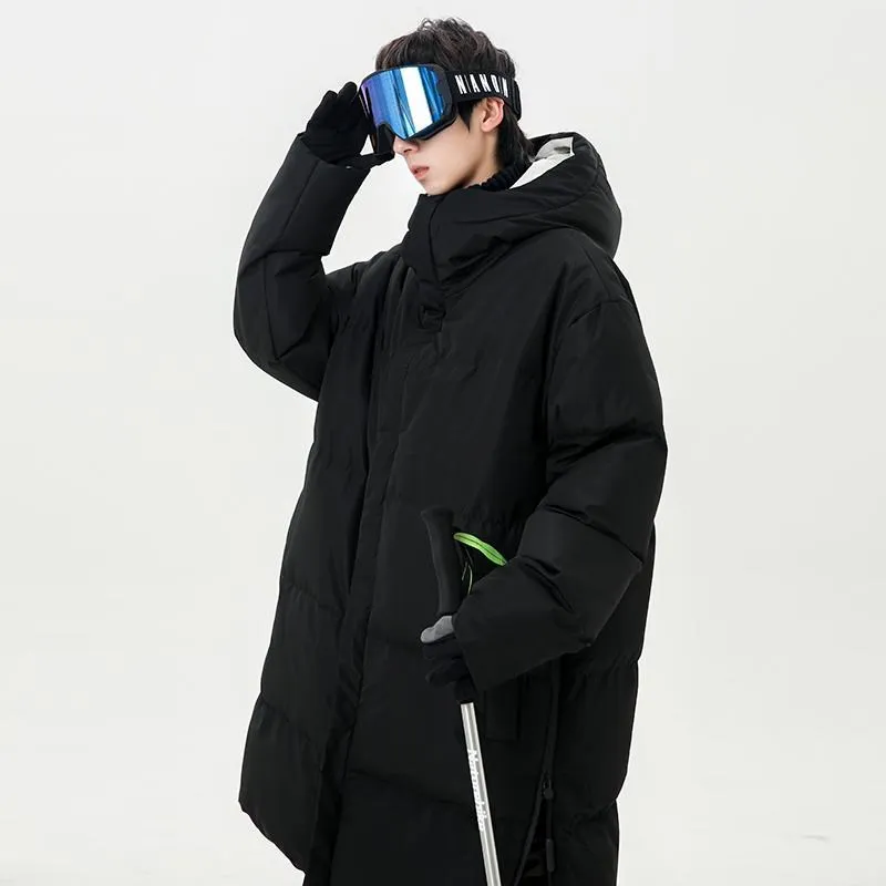 

Thiened Winter Jaet Youth Faion Anti-Cold down Cotton Coat Men Women Casual Sle Warm Hooded Mid-Length Parka