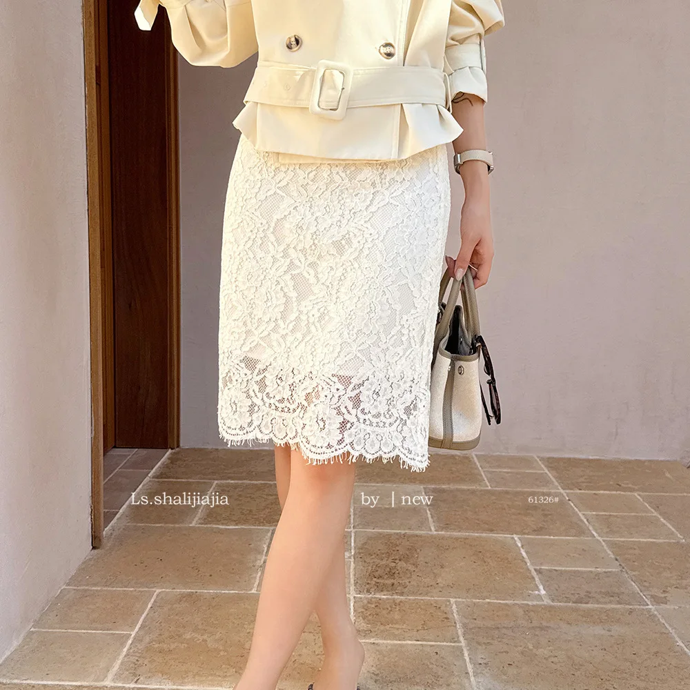 Elegant Lace Midi Skirt for Women, 2026 Spring New Arrival