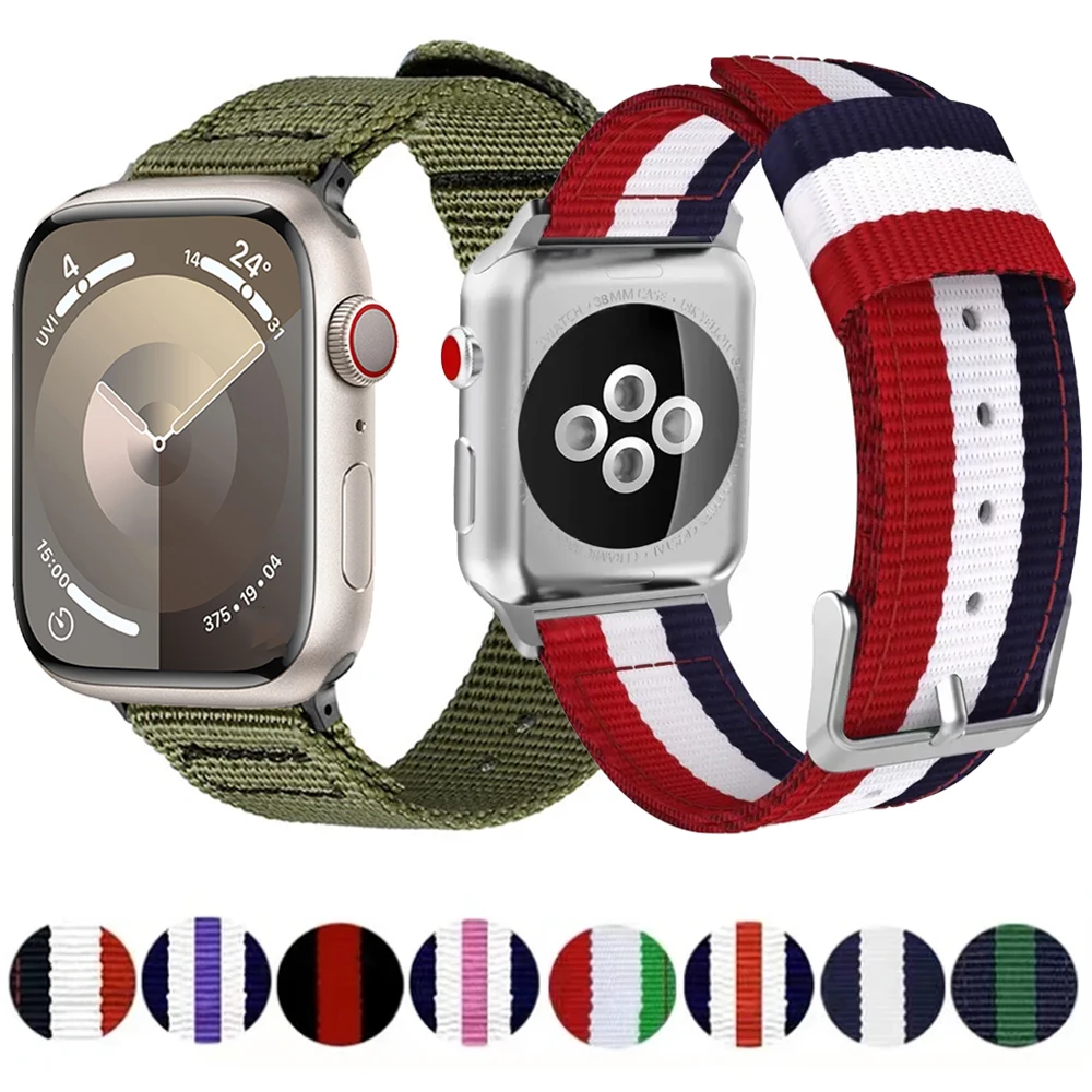 Cinturino in tela di nylon per Apple Watch 10 9 8 7 45mm 41mm 44mm 42mm 46mm Ultra 2 49mm Bracciale in tessuto cinturino iWatch 6 5 4 SE Band
