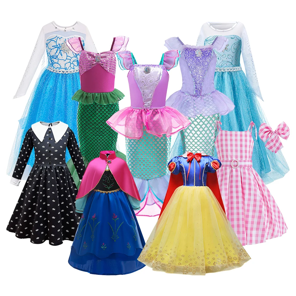 Kids Cosplay Dresses Children Princess Dress Kids Snow Queen Carnival Clothing Girls Summer Performance Gown Ball Mesh Dress