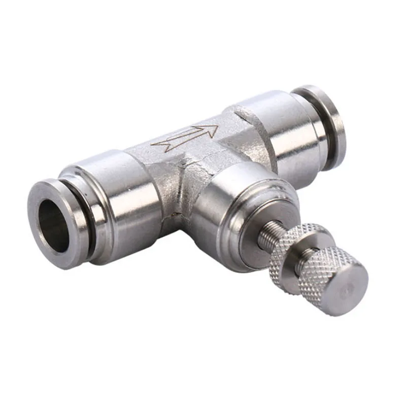 304 Stainless Steel Metal Pneumatic Quick Connector SA4/6/8/10/12mmThread 1/8 1/4 3/8 Hose Fittings Pneumatic Throttle Valve